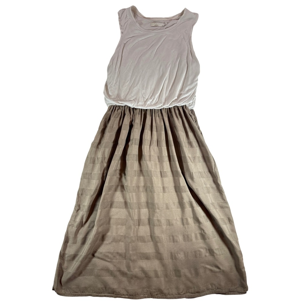 Prana Perry Midi Dress Womens Small Beige Brown Sleeveless Pockets W31190687